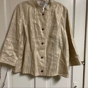 Chicos Women’s REVERSIBLE PAISLEY TO SOLID LINEN JACKET